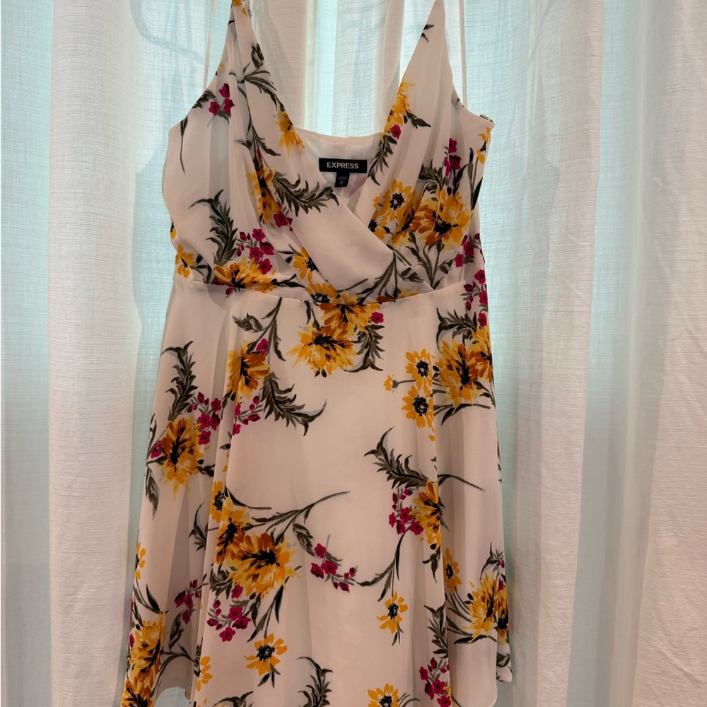 Express Sleeveless Floral Sundress in White, Yellow & Pink